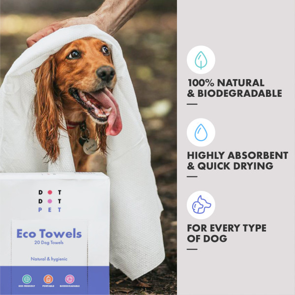 Eco-Tücher für Hunde – Biologisch Abbaubar & Besonders Absorbierend 20 Stück | DotDotPet